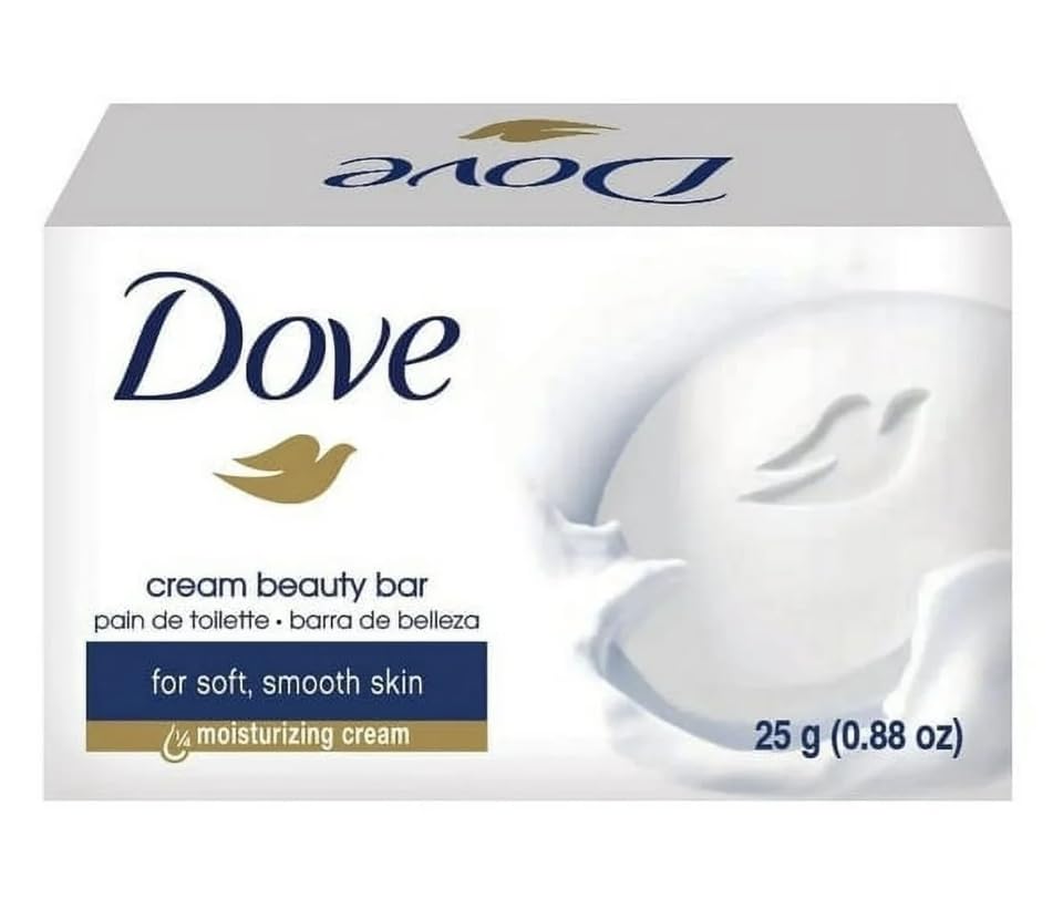 Safe Essentials (12) Pack 25 grams Dove Cream Beauty Bar Travel Size Soap .88 oz