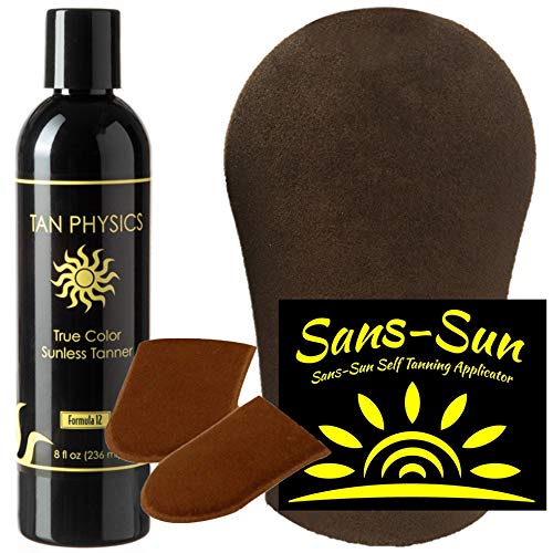 Tan Physics True Color Tanner 8 oz w/FREE Face and Body and Tanning Mitts by Sans-Sun