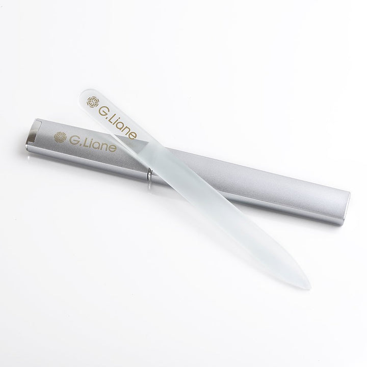 Glass Manicure File In Case G.Liane Shape And Smooth Nail File Tool Best For Gentle & Safe Nail Care Kit For Beautiful Fingernails (Clear Pointed)