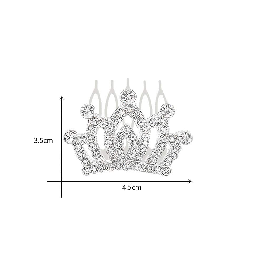 2 Pcs Kids Princess Crown Rhinestone Tiara Hair Comb Crystal Hair Clip Mini Hair Decorations for Girls Teens Toddlers