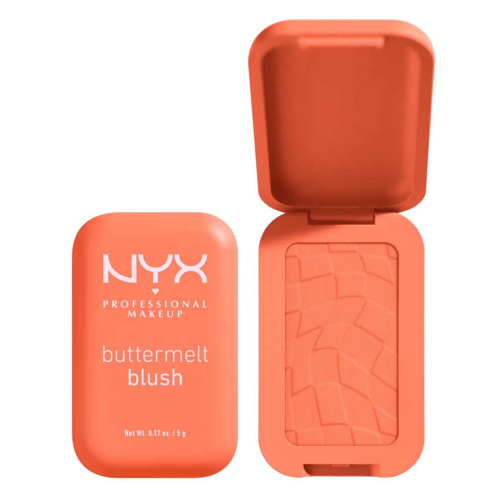 NYX PROFESSIONAL MAKEUP Buttermelt Powder Blush, Fade and Transfer-Resistant Blush, Up to 12HR Make Up Wear, Vegan Formula - Sooner The Butta