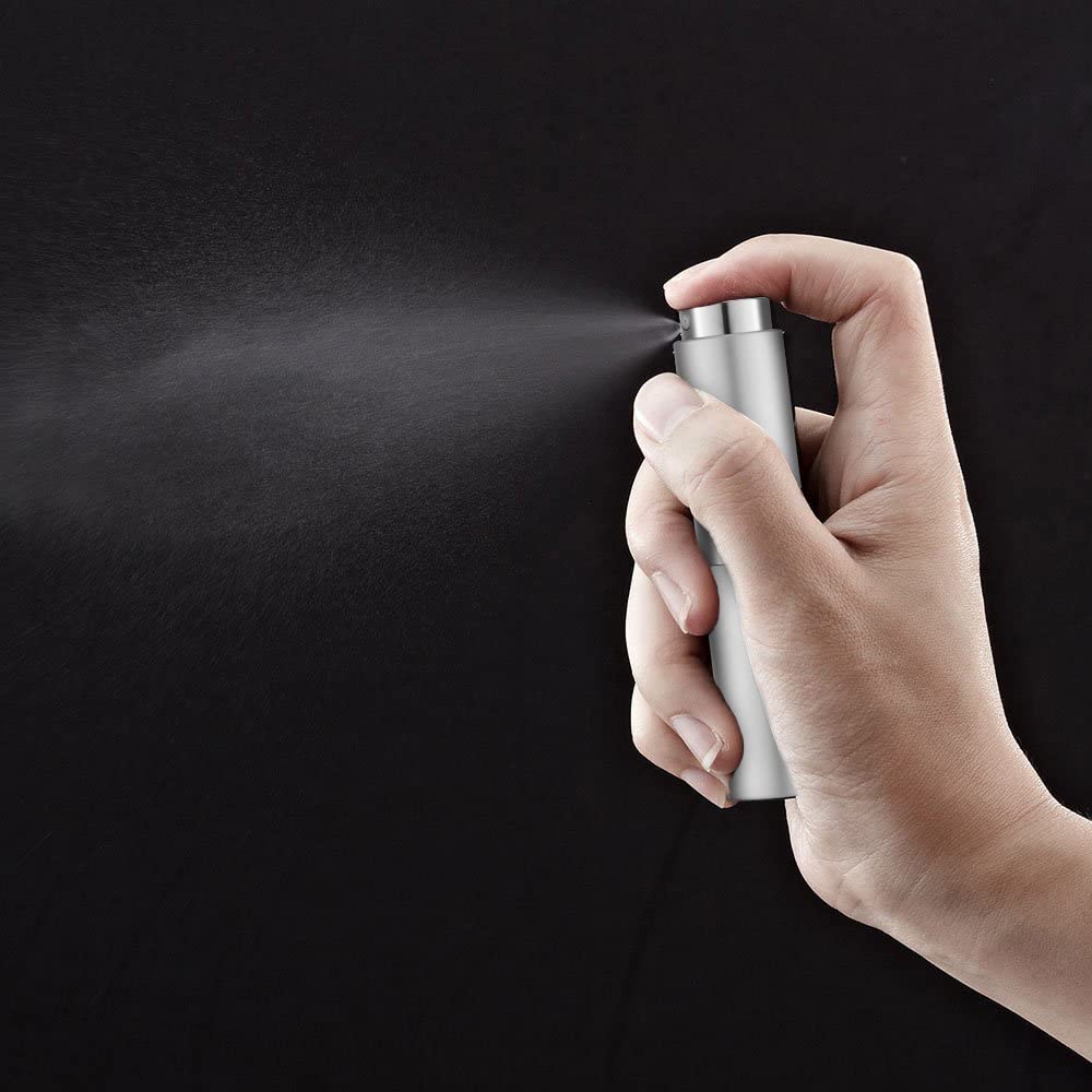 LISAPACK 8ML Atomizer Perfume Spray Bottle for Travel, Empty Refillable Cologne Dispenser, Portable Sprayer (Silver)