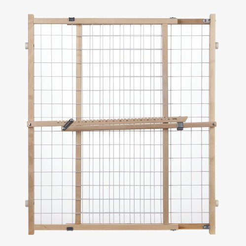 Toddleroo by North States Extra Wide Wire Mesh Wooden Baby Gate: 29.5-50 Wide. Pressure Mounted Baby Gate for Doorway. (31 Tall, Sustainable Hardwood)