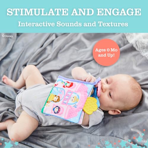 Kids Preferred Disney Baby - Disney Princess Soft Book with Teether Toy & Crinke Pages - Picture Book for Newborns