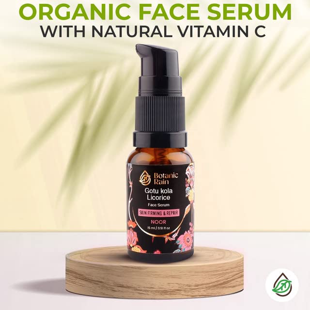 Botanic Rain Ayurveda Face Oil With Gotukola (Centella Asiatica), Licorice And Organic, Natural Vitamin C for Women And Men, Ayurveda Products For Crepey Skin - 0.51 fl oz
