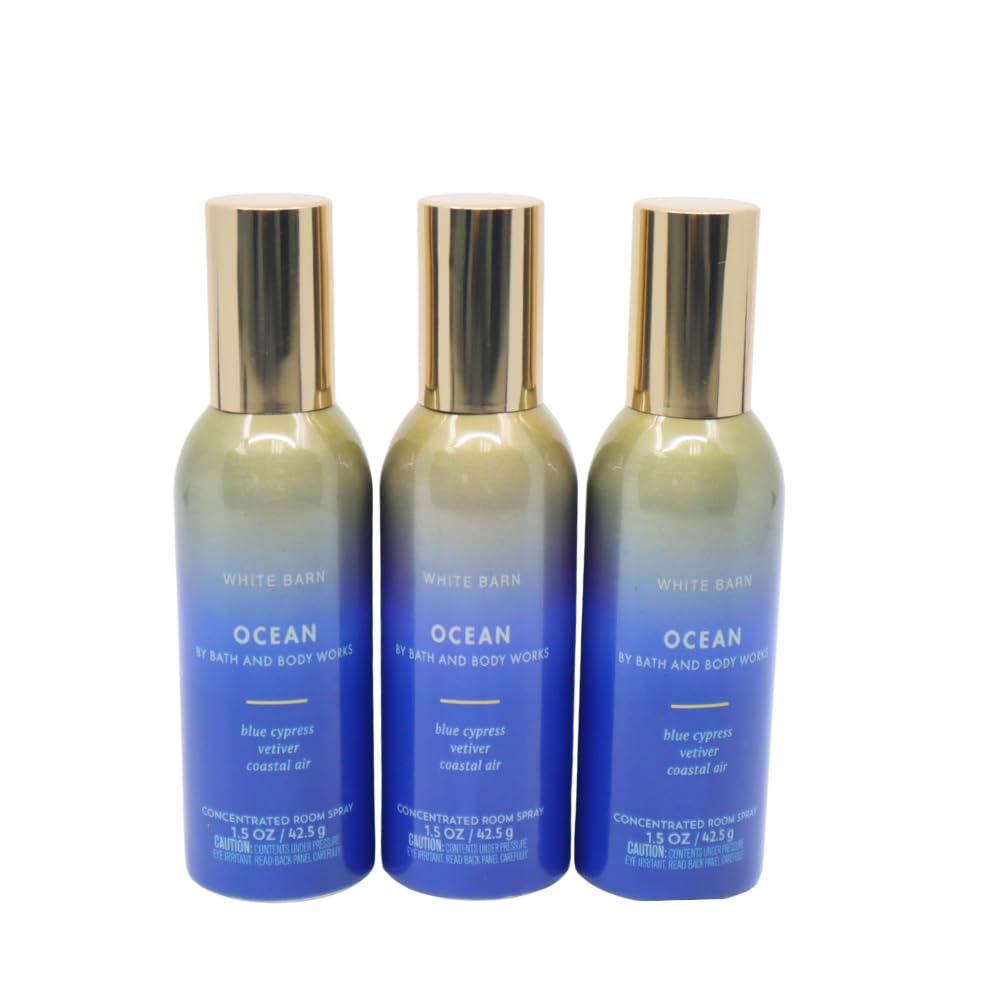 Bath & Body Works OCEAN Concentrated Room Spray Gift Set with a Blue Bow for Holiday 1.5 oz – Pack of 3