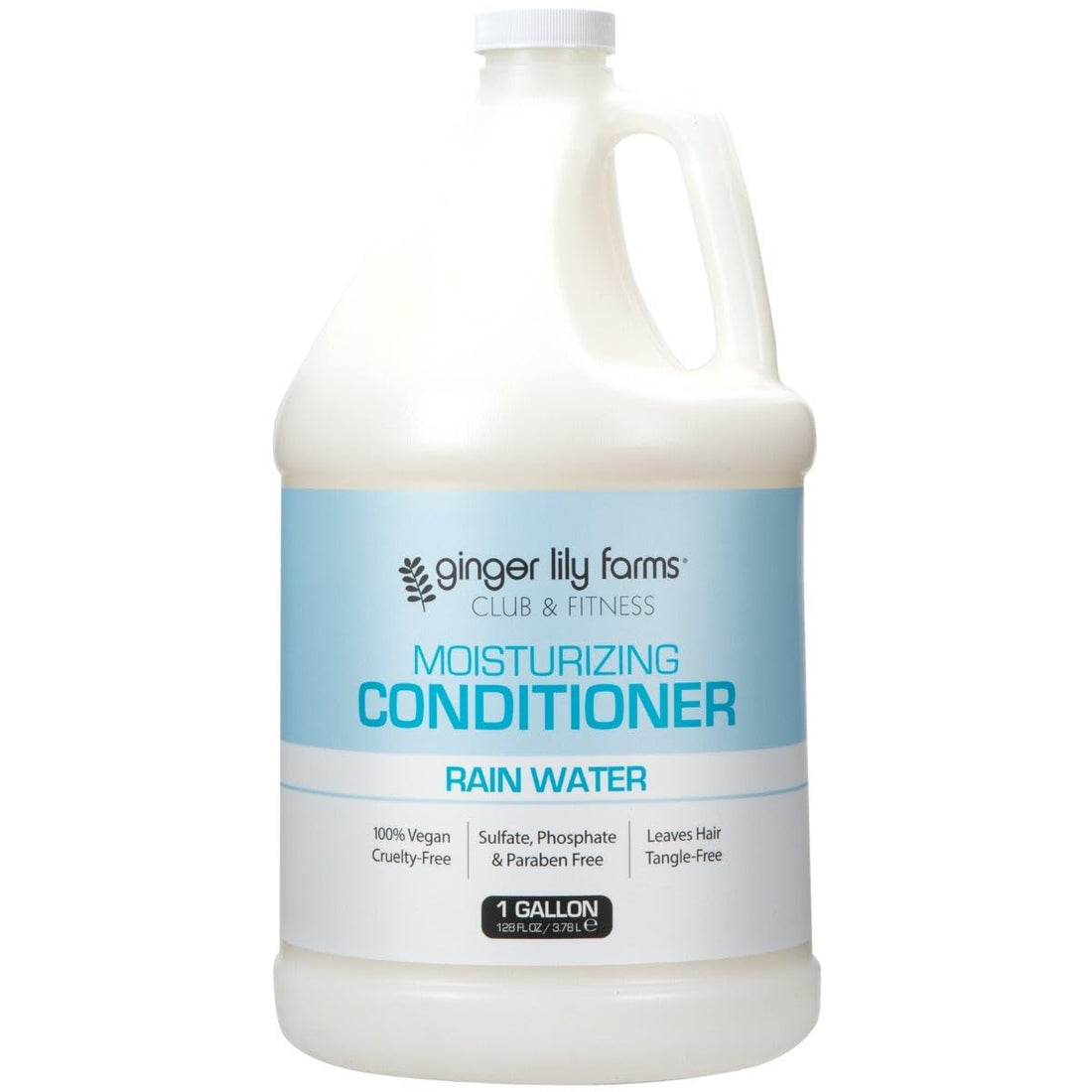 Ginger Lily Farms Club & Fitness Moisturizing Conditioner for Dry Hair, 100% Vegan & Cruelty-Free, Rain Water Scent, 1 Gallon (128 fl oz) Refill