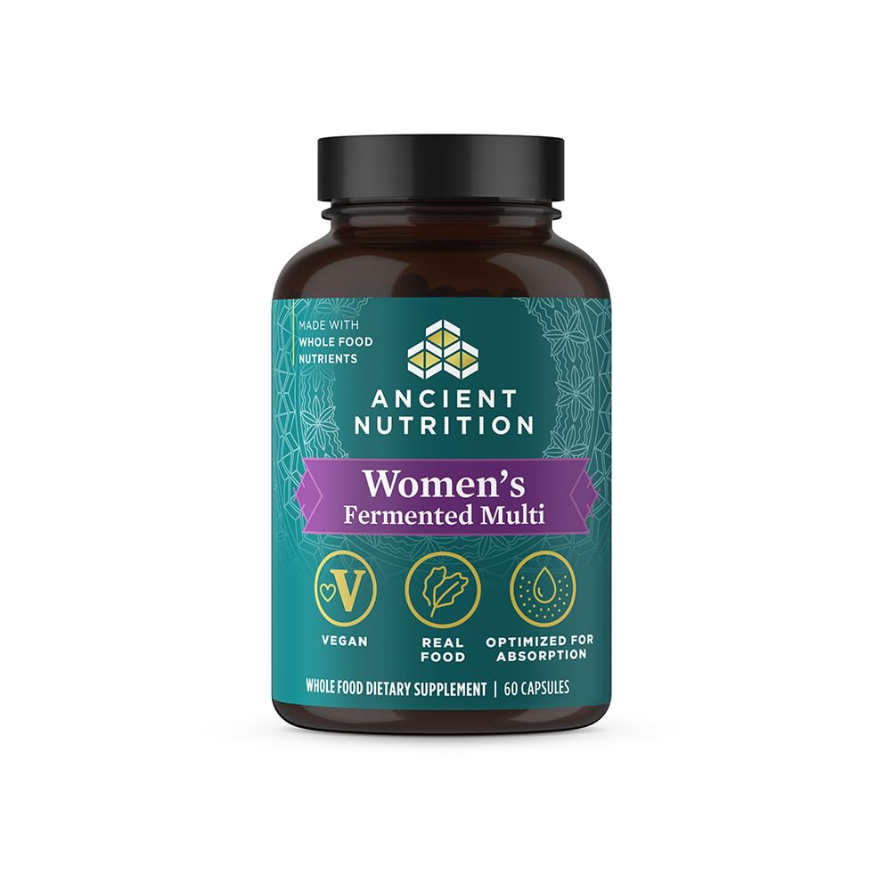 Ancient Nutrition Multivitamin for Women, Women's Fermented Multivitamin with Vitamin C, D, K, Zinc & Magnesium, Immune Support, Vegan, 60 Ct