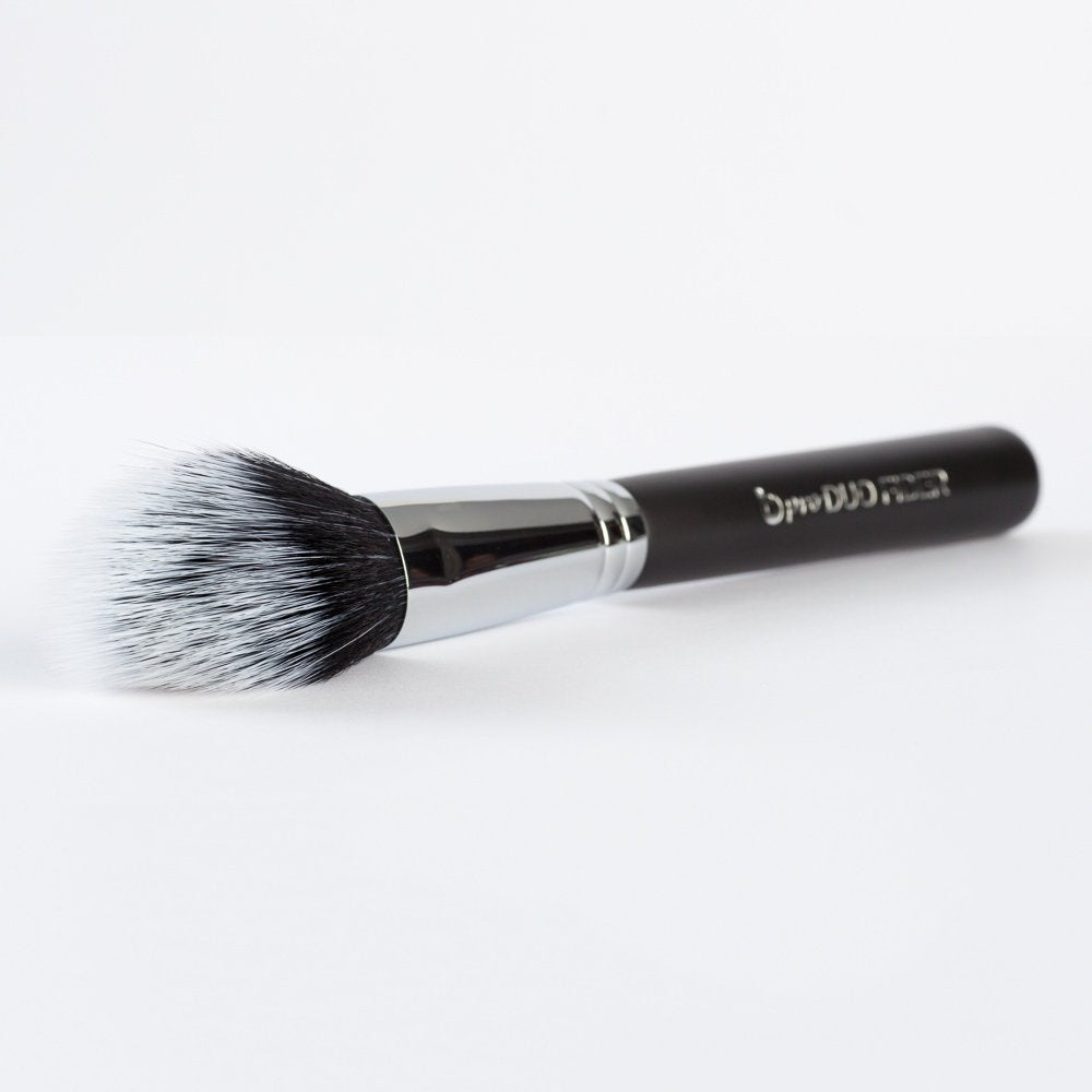 pro Duo Fiber Stippling Brush for Liquid Foundation or Contouring with Bronzer, Highlighters or Luminizers: Short & Long Bristles for Soft Blending, Buffing; Works with Creams, Powders, Minerals