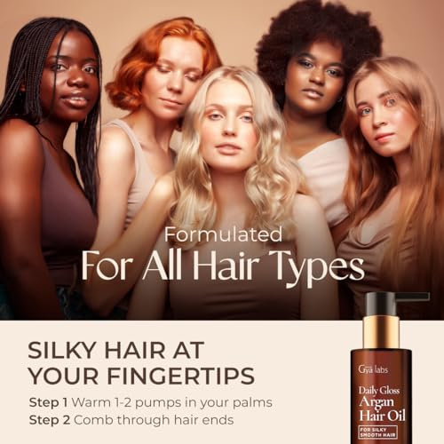 Gya Labs Daily Gloss Argan Hair Oil for Frizzy & Damaged Hair - Sandalwood Aroma Premium Argan Oil for Color Protectant, Strengthens & Adds Sheen (3.4 fl oz)