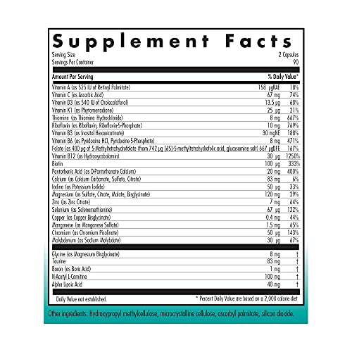 Nutricology MVM-A Supplement - Multivitamin for Men & Women, with Iron, Daily Vitamins, for Adults, High Potency, Bioavailable, Vegetarian Capsules - 180 Count