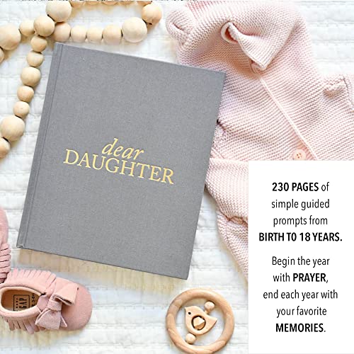 Mother Daughter Journal – Durable Dear Daughter Journal Keepsake – Linen Baby Memory Book - Unique Gifts for Daughter (Grey, 230 Pages)