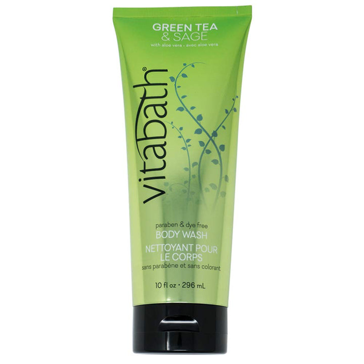 Vitabath Green Tea & Sage Body Wash Moisturizing Bath & Shower Cleanser Infused with Earthy Tones - Cruelty-Free, Paraben-Free - 10 oz