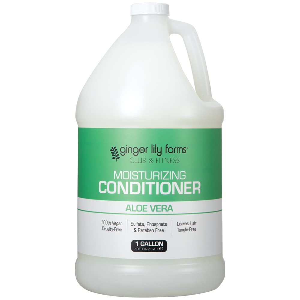 Ginger Lily Farms Club & Fitness Aloe Vera Moisturizing Conditioner, 100% Vegan, Paraben, Sulfate, Phosphate, Gluten & Cruelty-Free, 1 Gallon