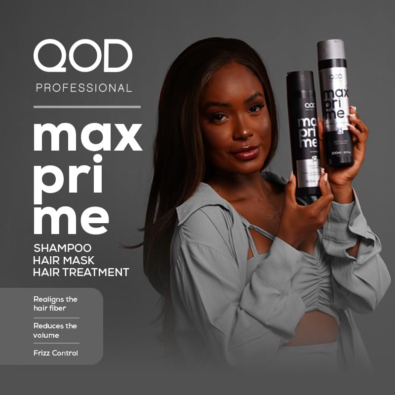 QOD PRO Max Prime Shampoo and After Straightening Mask Set | For Straight or Straightened Hair | Prolong the Smooth Effect of Hair Treated with Straightening Treatment | 300ML -10 FL OZ each
