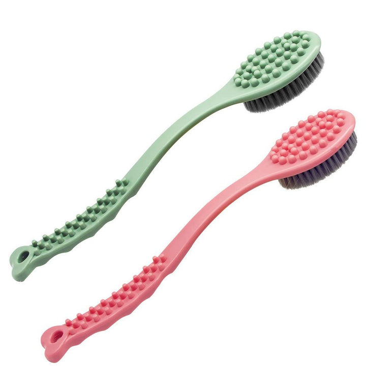 QiCheng&LYS long handle bath brush, soft and comfortable massage brush bath brush - 14 inches (green and Pink)