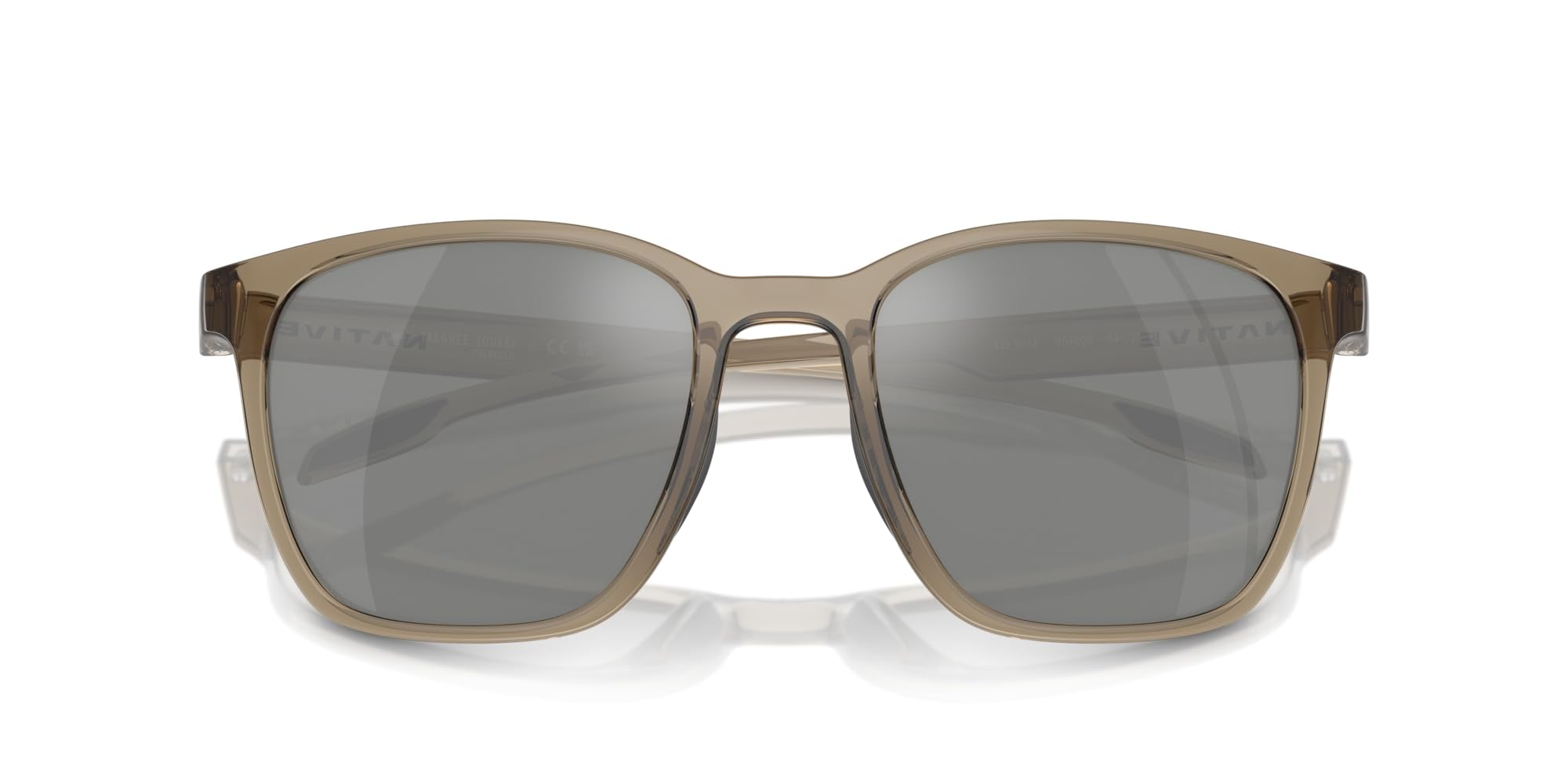 Native Eyewear Targhee Square Sunglasses, Smokey Quartz/Silver Mirrored Polarized, 54 mm