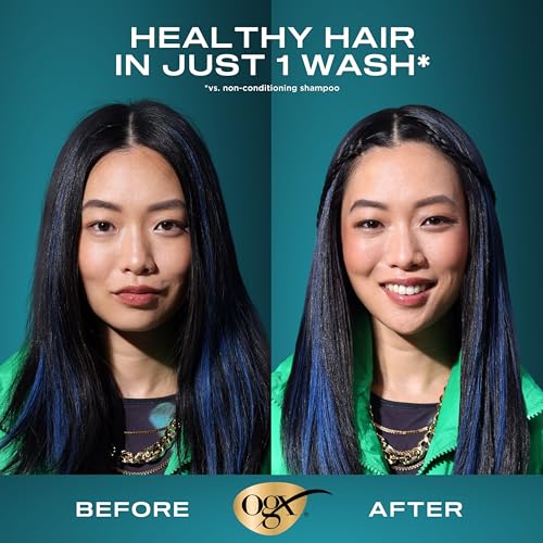 OGX Renewing + Argan Oil of Morocco Shampoo, Damage Repairing Shampoo & Argan Oil to Help Strengthen & Repair Dry, Damaged Hair, Paraben-Free, Sulfate-Free Surfactants, 13 fl. Oz