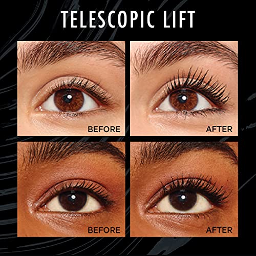 L'Oreal Paris Telescopic Lift Mascara, Lengthening and Volumizing Eye Makeup, Lash Lift with Up to 36HR Wear, Washable, Black Brown, 0.33 Fl Oz