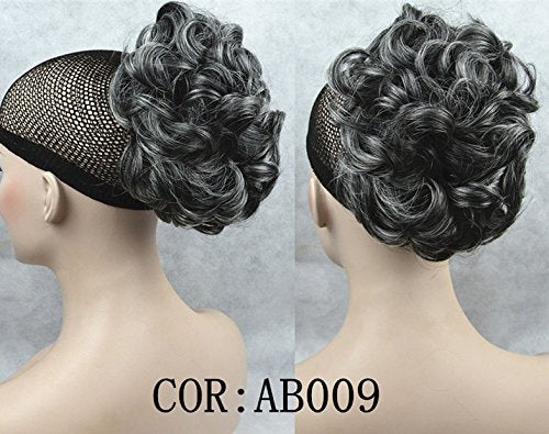 Ab009 Grey: Lydell Short Ponytail Hair Extension Wavy Synthetic Hair-Piece With Jaw Claw (Ab009 Grey)