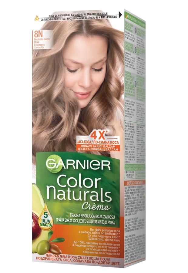 Garnier Color Naturals Nourishing Permanent Hair Color Cream - 8N Natural light blond, 3.4 Fl. Oz.