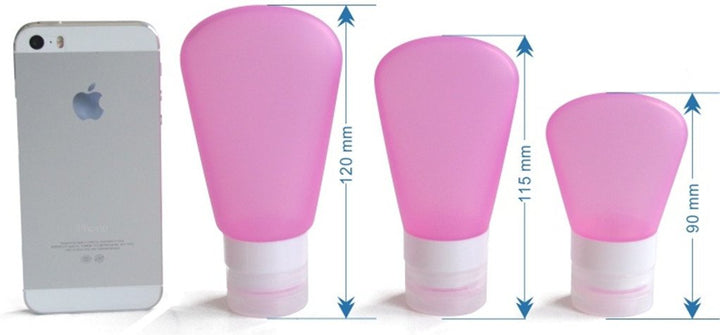3 Pack-FNSHIP Portable Food Grade Squeeze Silicone Liquid Travel Bottle TSA Approved For Shampoo, Conditioner, Lotion, Toiletries, condiments (1 OZ Pink + White + Blue)