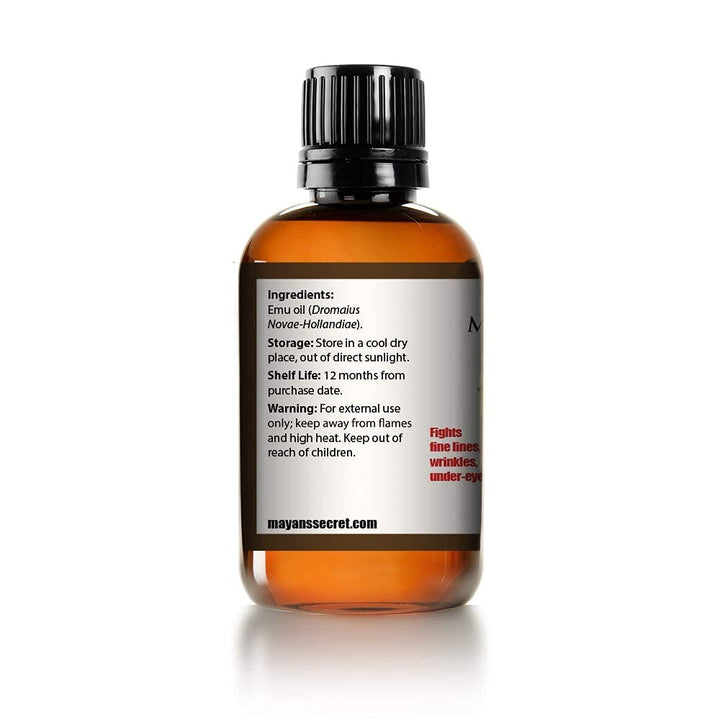 Mayan's Secret Emu Oil: A 100% pure and natural 4-ounce solution, perfect as a hair strengthener and skin moisturizer.