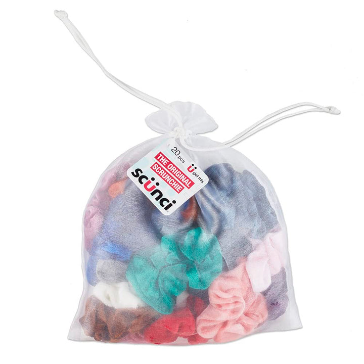 Scunci The Original Velvet Scrunchie Hair Ties & Pony Holders, Assorted 20 Count