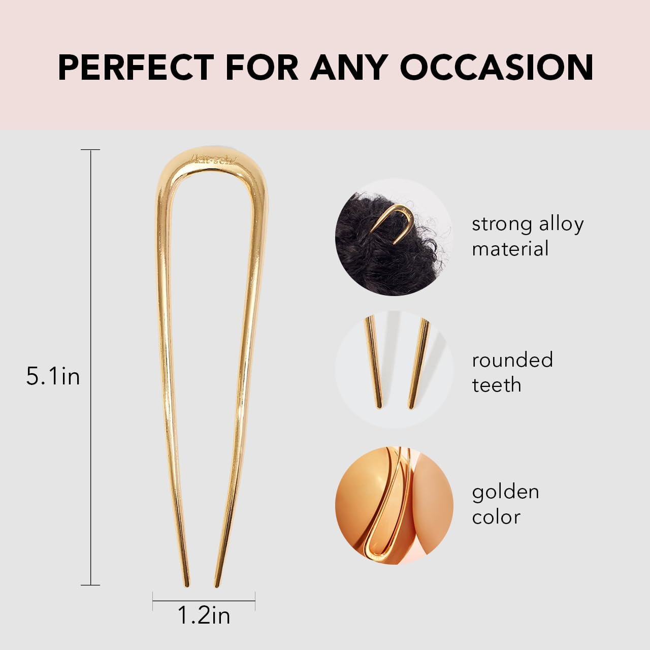 Kitsch Metal French Hair Pin for Women - Elegant Hair Accessories for Women, Ideal for Buns & French Twist, Designed for a Secure, Comfortable Fit - 2 Pcs Gold