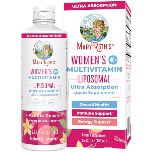 MaryRuth Organics Multivitamin for Women 40+, Womens Multivitamin Liposomal, Immune Support Supplement, Energy Supplements & Sleep Aid, Methylated Multivitamin, Vegan, Sugar Free, Non-GMO, 15.22 Fl Oz