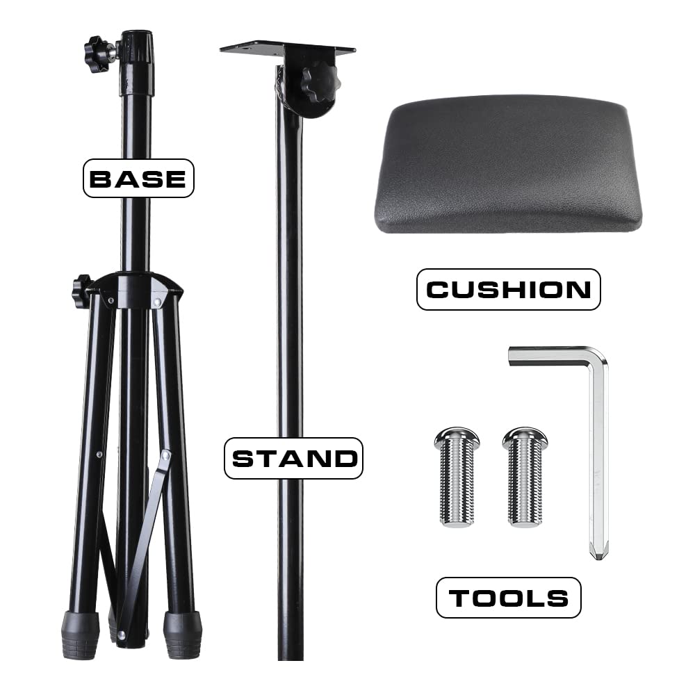 HAWINK Tattoo Armrest Stand Square Tattoo Arm Leg Rest Stand Foldable Sponge Pad Tripod with Adjustable Height and Tilt Tattoo Equipment Arm Bar Pad PU Leather TA225