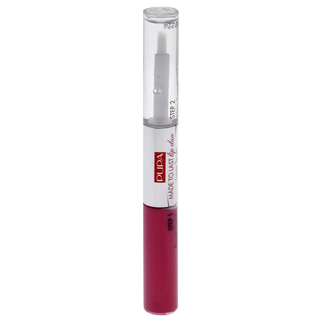 Pupa Milano Made To Last Lip Duo - Comfortable Liquid Lip Color with Top Coat - Waterproof - Long Lasting Hold - Ultra Shiny, Latex Effect Make-Up Result - 004 Geranium Fuchsia - 0.13 Oz