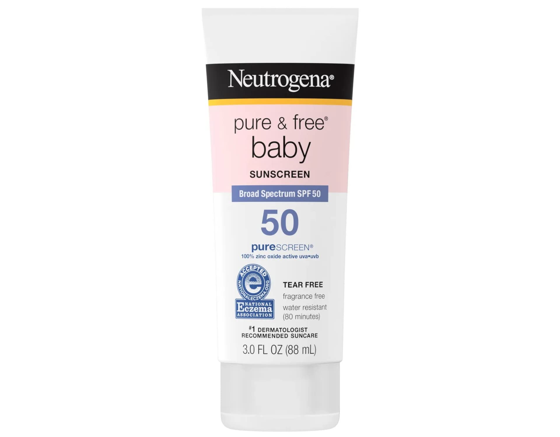 Neutrogena Pure & Baby Mineral Sunscreen Lotion with Broad Spectrum SPF 50 & Zinc Oxide, Water-Resistant, Hypoallergenic & Tear-Free Baby Sunscreen, 3 fl. oz (Pack of 2)