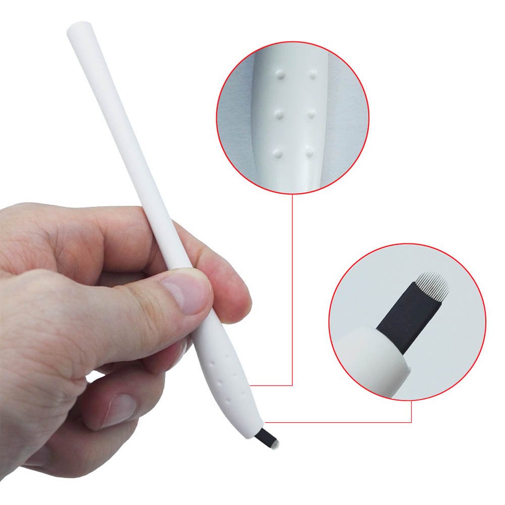CHOOSE-IT 18U Microblading Disposable Pens Eyebrow Tattoo Manual Pen Microblading Supplies Permanent Makeup Needles Blades Disposable Sterile Microblades 10pcs/pack