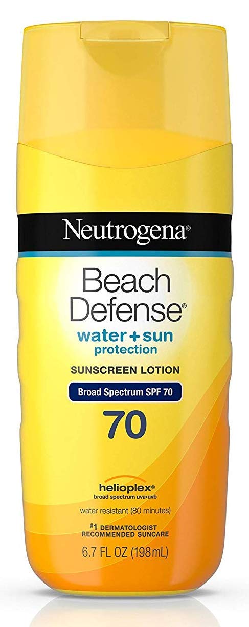 Neutrogena Beach Defense 3 Pack Bundle Water Resistant Sunscreen Body Lotion with Broad Spectrum SPF 70, Oil-Free and Fast-Absorbing, 6.7 oz