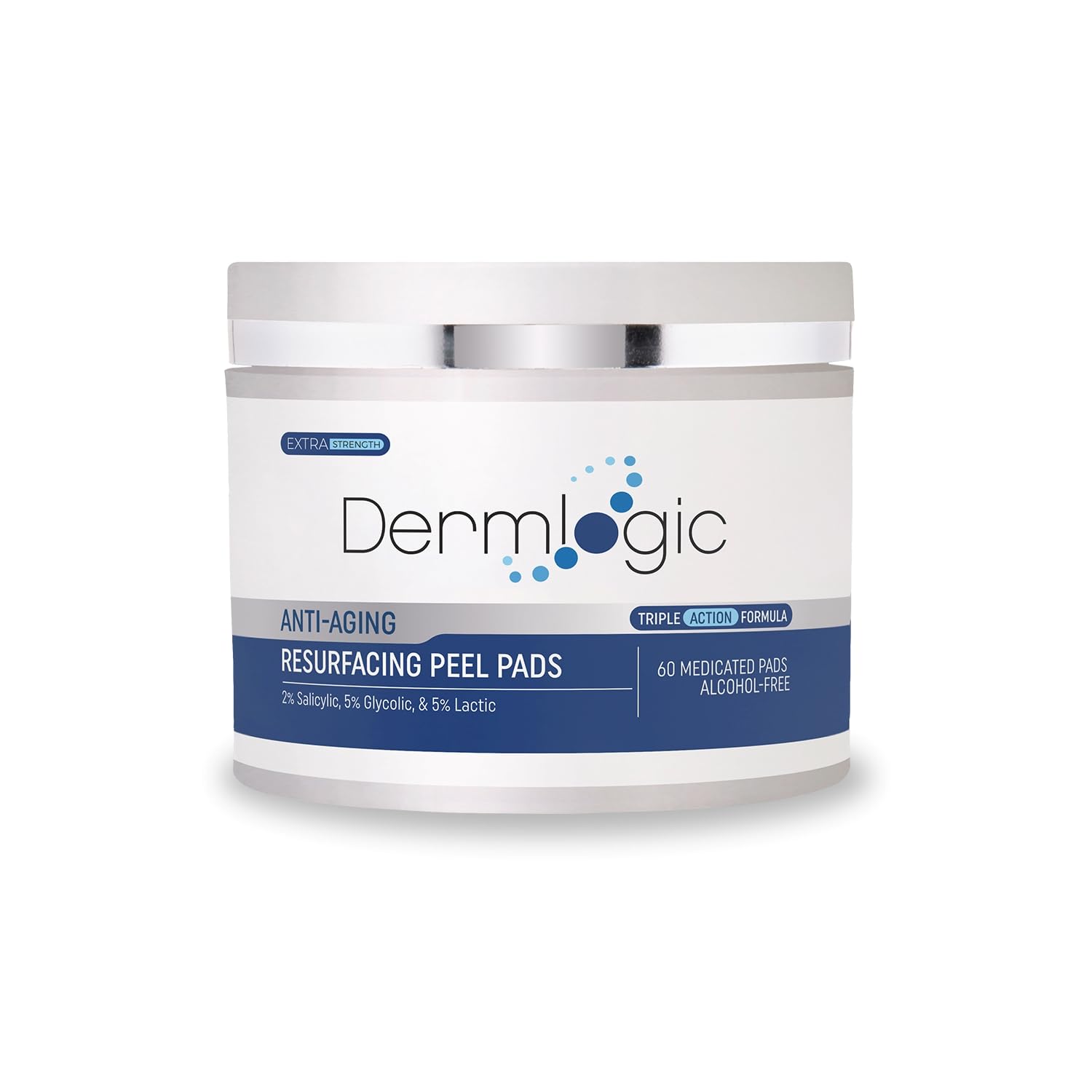 Dermlogic Anti Aging Resurfacing Peel Pads-Triple Action Chemical Peel Pads Combined With Glycolic, Lactic, And Salicylic Acids. Smooth'S Fine Lines, Wrinkles, Dark Spots, And Imperfections