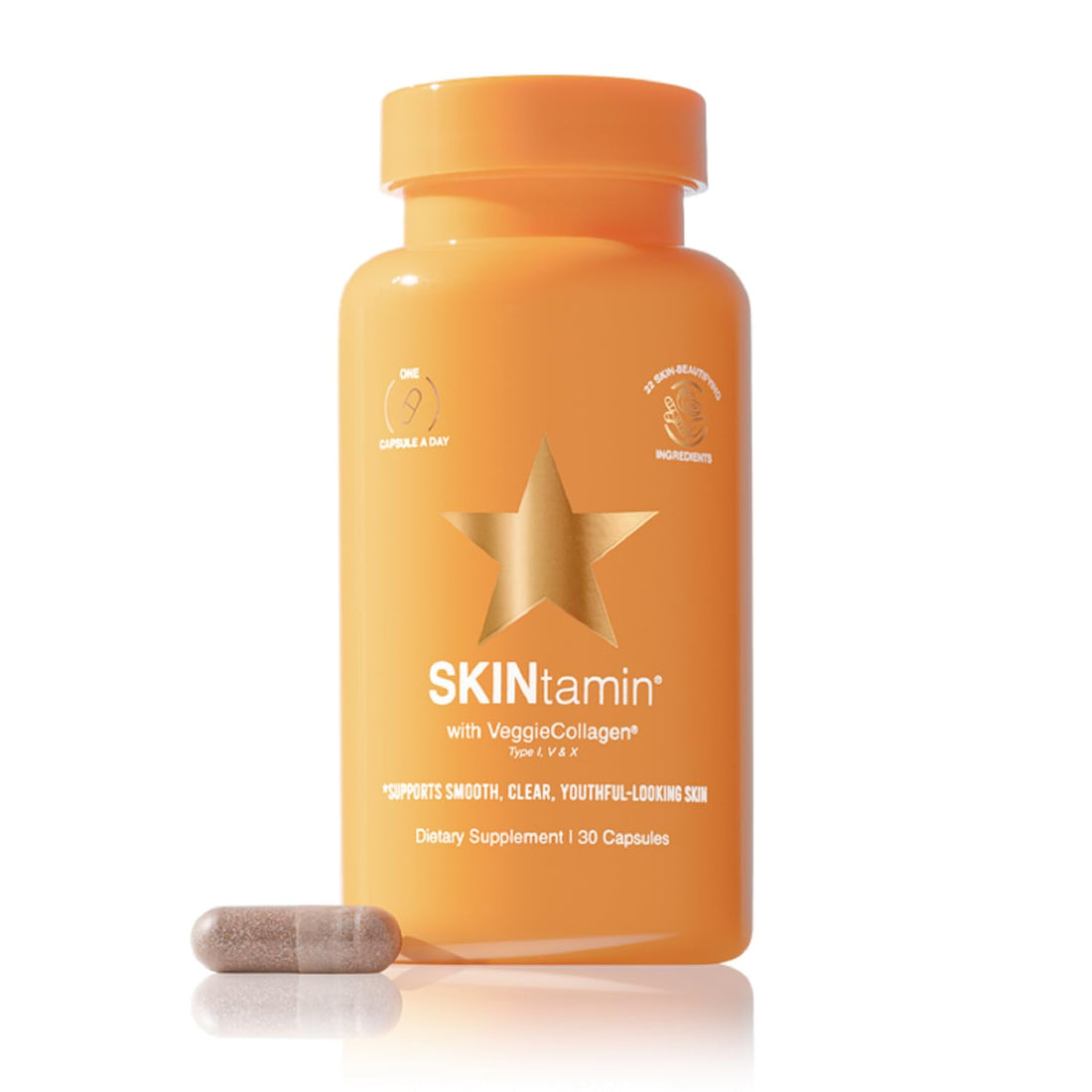 HAIRtamin SKINtamin Vegetarian Collagen Pills | Best Collagen Supplements for Women to Support Skin Firmness and Wrinkles | Skin Supplement Formulated to Help Reduce Blemishes