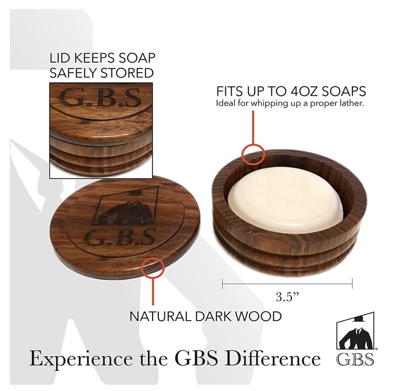 Men's Grooming Set with Wood Shaving Bowl & 97% All Natural Gbs Ocean Driftwood Shave Soap