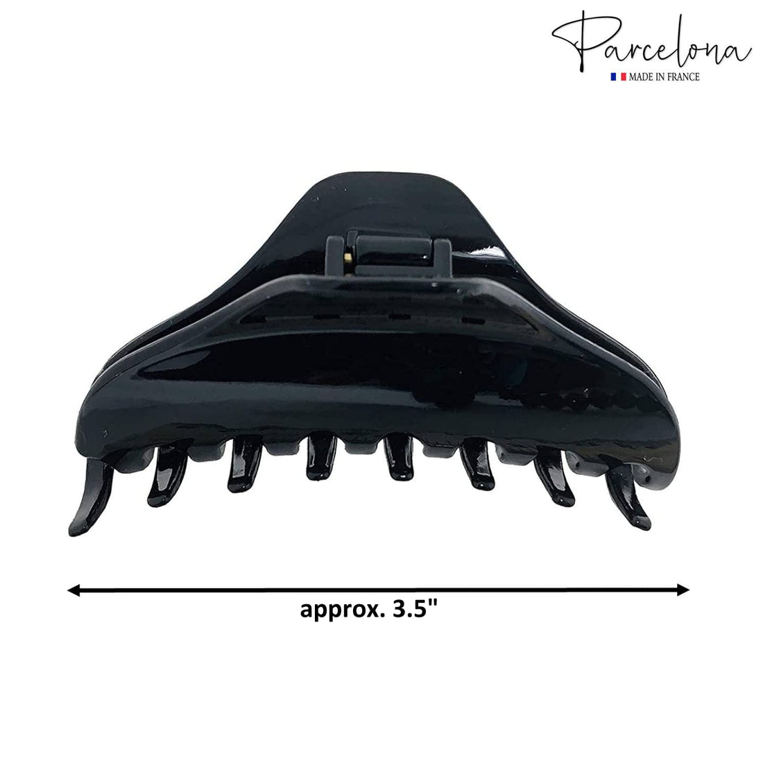 Parcelona French Boss Thin Glossy Black Medium Covered Spring Jaw Hair Claw Clip Clutcher Clamp