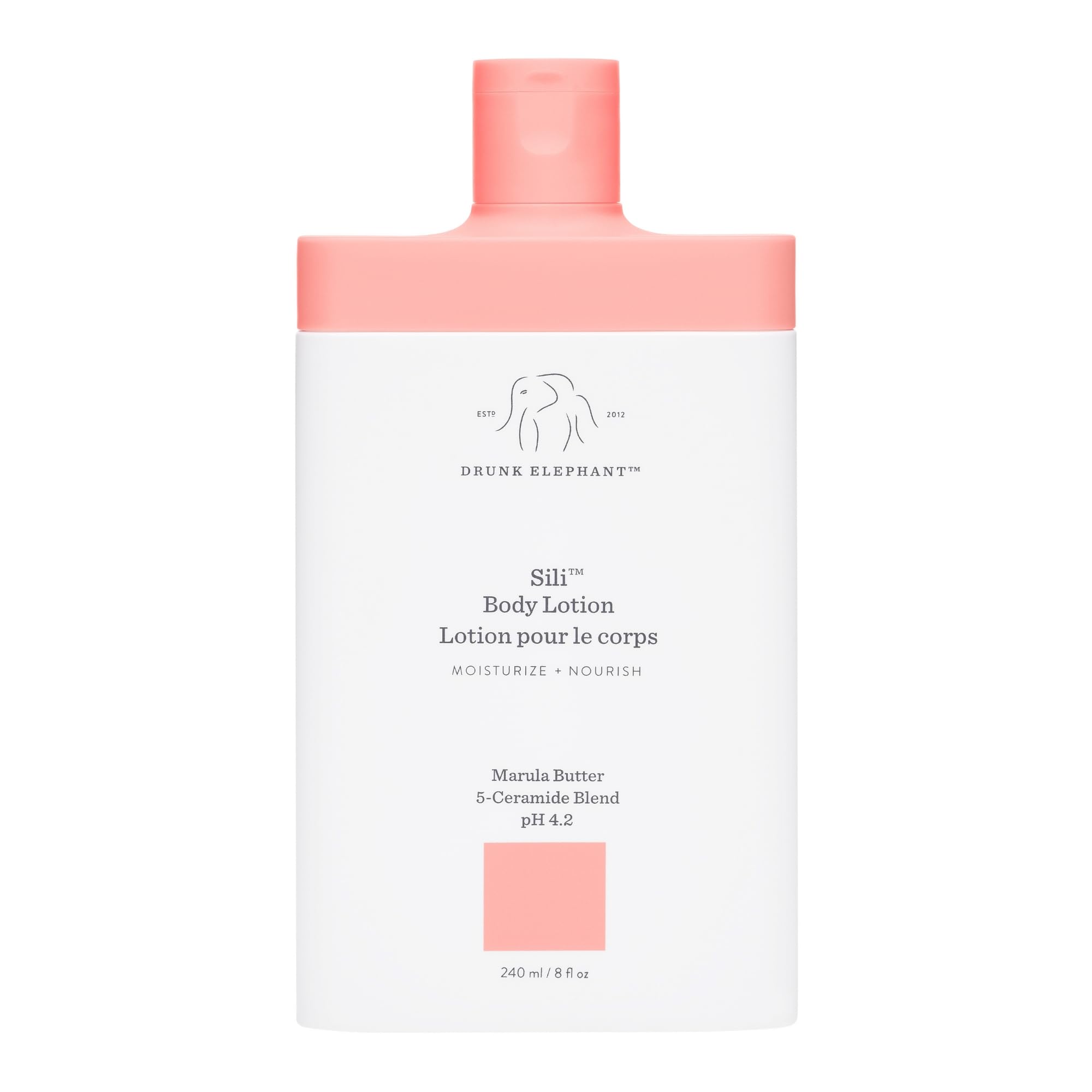 Drunk Elephant Sili Body Lotion - 240 ml/8 fl oz - Lightweight Daily Lotion - Clean Clinical Skincare - Cruelty-Free - Dermatologist Tested - Free of Essential Oils, Silicones, and Fragrance