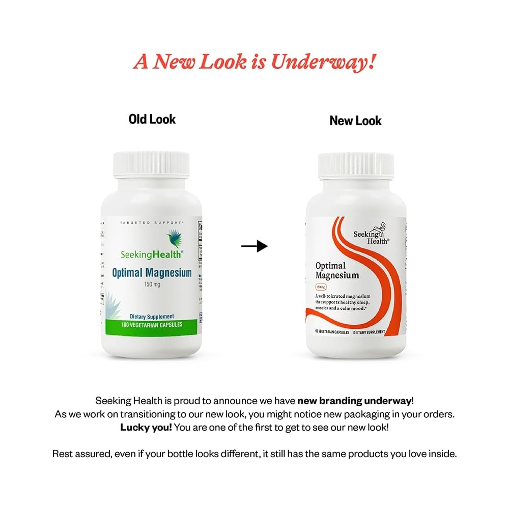 Seeking Health Optimal Magnesium - Mineral Supplement Aids Optimal Magnesium Absorption - Bioavailable Forms of Magnesium for Energy, Sleep & Bone Health Support - 150 mg, 90 Capsules