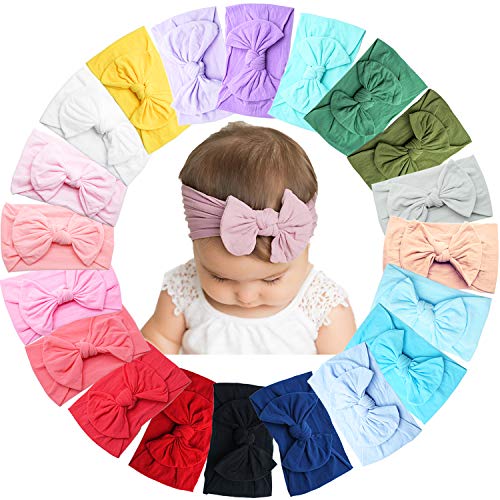 20PCS Baby Girls Headbands Soft Nylon Newborns Headbands 4.5inch Hair Bows Elastic Hairbands Hair Accessories for Newborns Infants Toddlers Girls Kids