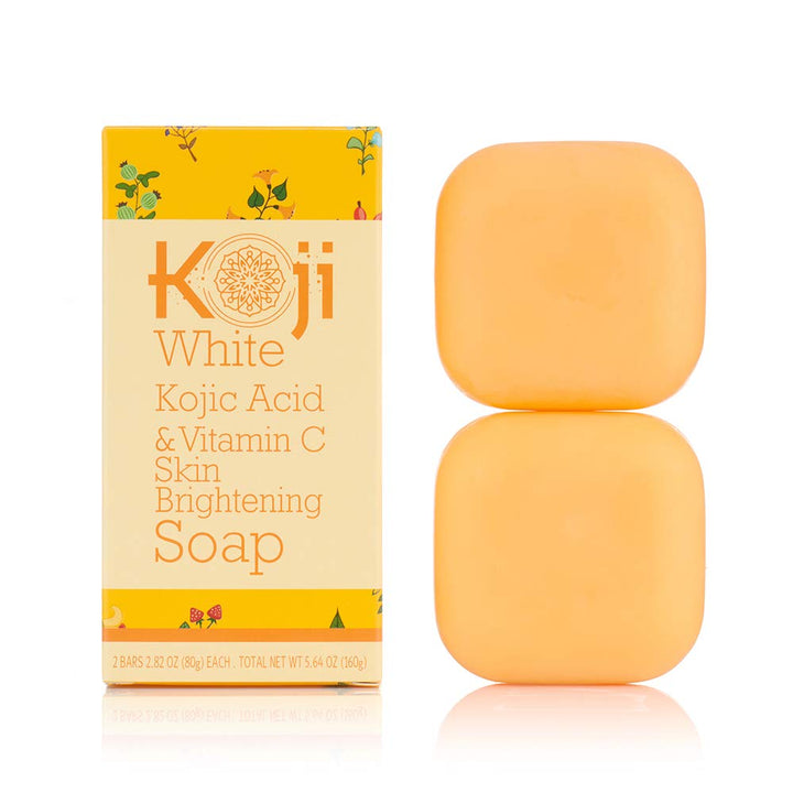 Koji White Kojic Acid & Vitamin C Skin Lightening Soap (80Gm/2 Bars) Natural Brightening & Anti Aging - Reduce Wrinkles, Fades Age Spots, Sun Damage, Smooth And Soft Complexion For Face & Body