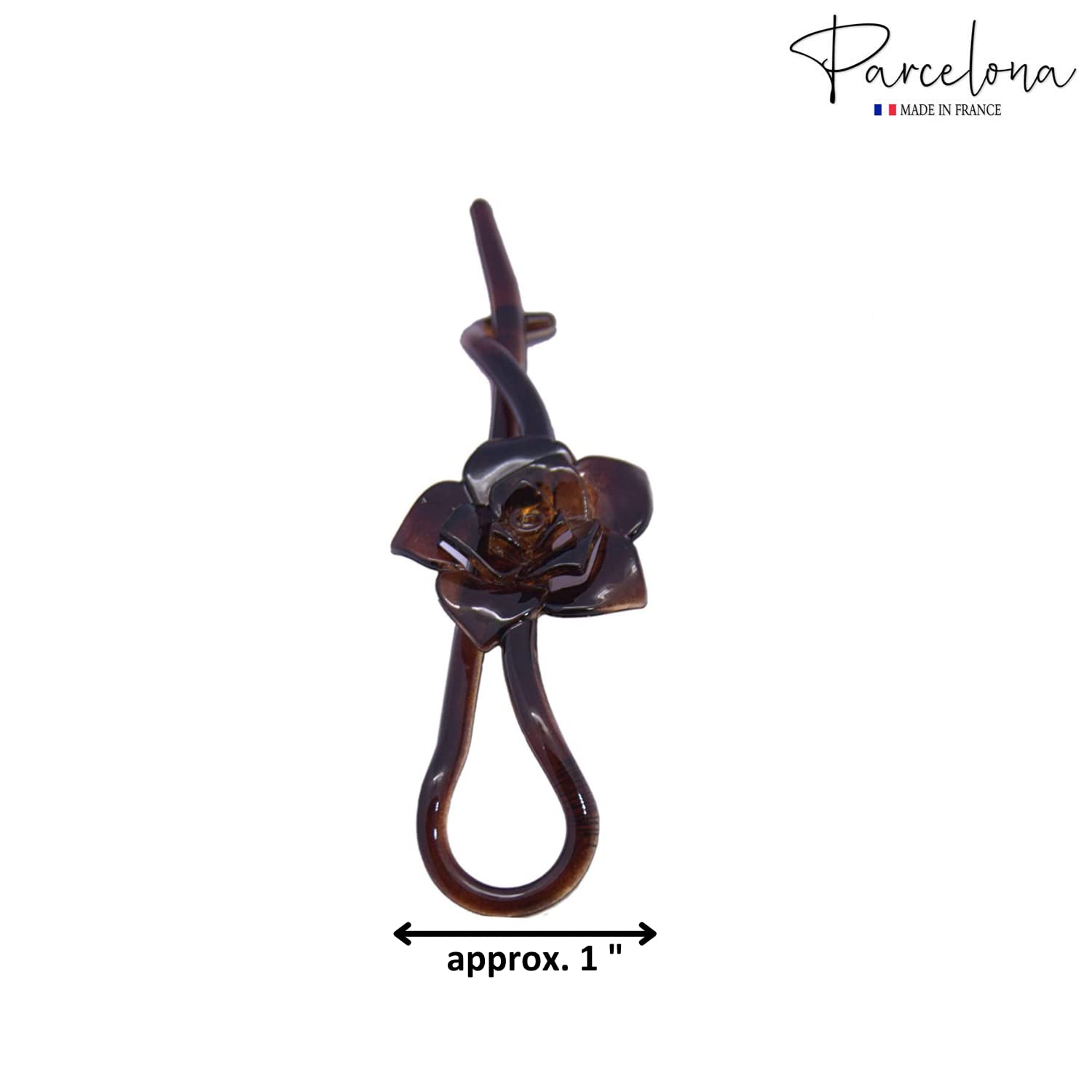 Parcelona French Rose Flower Twist N Clip Set of 2 Cellulose Acetate Shell Hair Clip Barrette