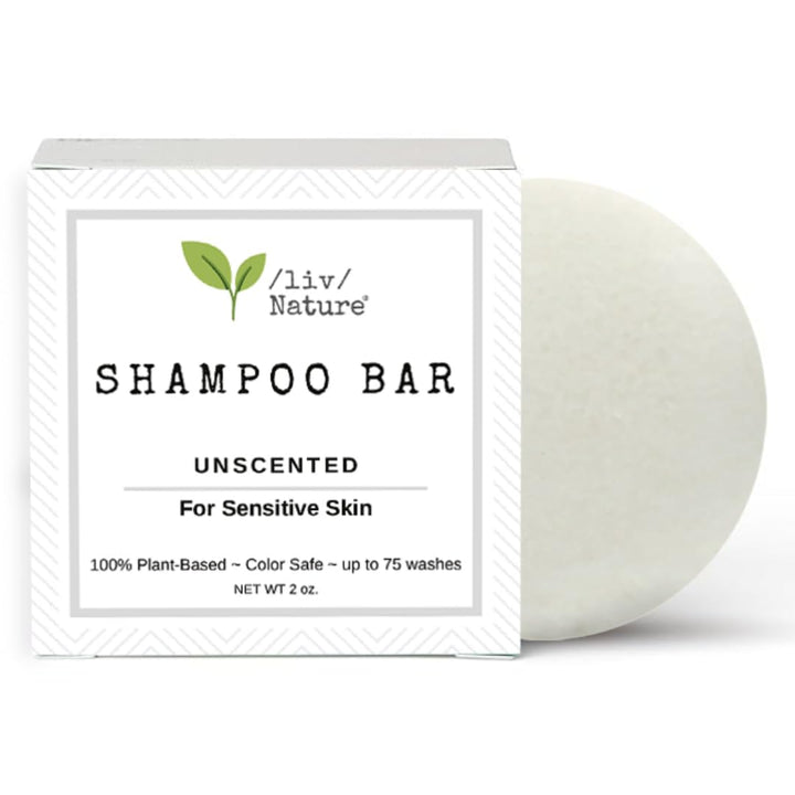 /liv/Nature Fragrance Free Shampoo Bar | Clean Non Toxic Shampoos | Hypoallergenic | Gentle, Safe for Sensitive Skin, Psoriasis | Unscented | Travel Essentials | Made in USA 1-pk