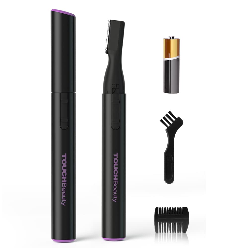 TOUCHBeauty Portable Eyebrow Trimmer for Women Metal Cover Battery Powered Mini Electric Hair Shaver Black