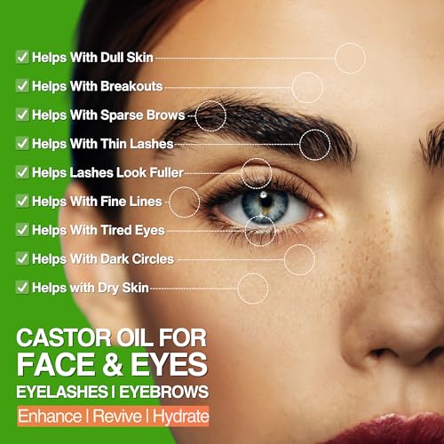 SELFWISE Organic Castor Oil For Face Moisturizer, Eyes, Eyelashes, Eyebrows, Wrinkles with Jojoba, Rosehip, Grapeseed, Squalane, Palmarosa, Bergamot and Vitamin E for Gentle Skin, Men & Women 1oz