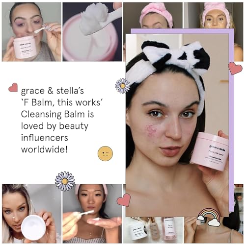 grace & stella Makeup Remover Cleansing Balm - Hydrating Facial Cleanser with Vitamin E for Soft, Nourished Skin - Melt Stubborn Waterproof Make Up, Mascara, Eye Liner - Vegan Skincare (102g/ 4.3 oz)