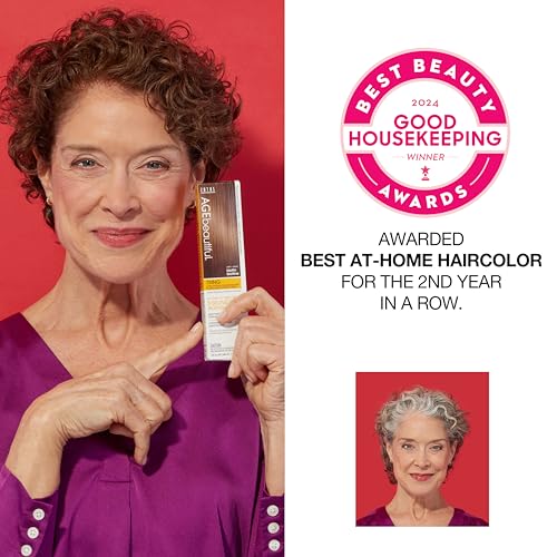 AGE beautiful Root Touch Up Hair Color Spray | Touch-Up Gray Concealer | Temporary Cover Up | Adds Volume & Covers Thinning Patches | Water, Sweat, Stain Resistant | Light Brown | 2 Oz