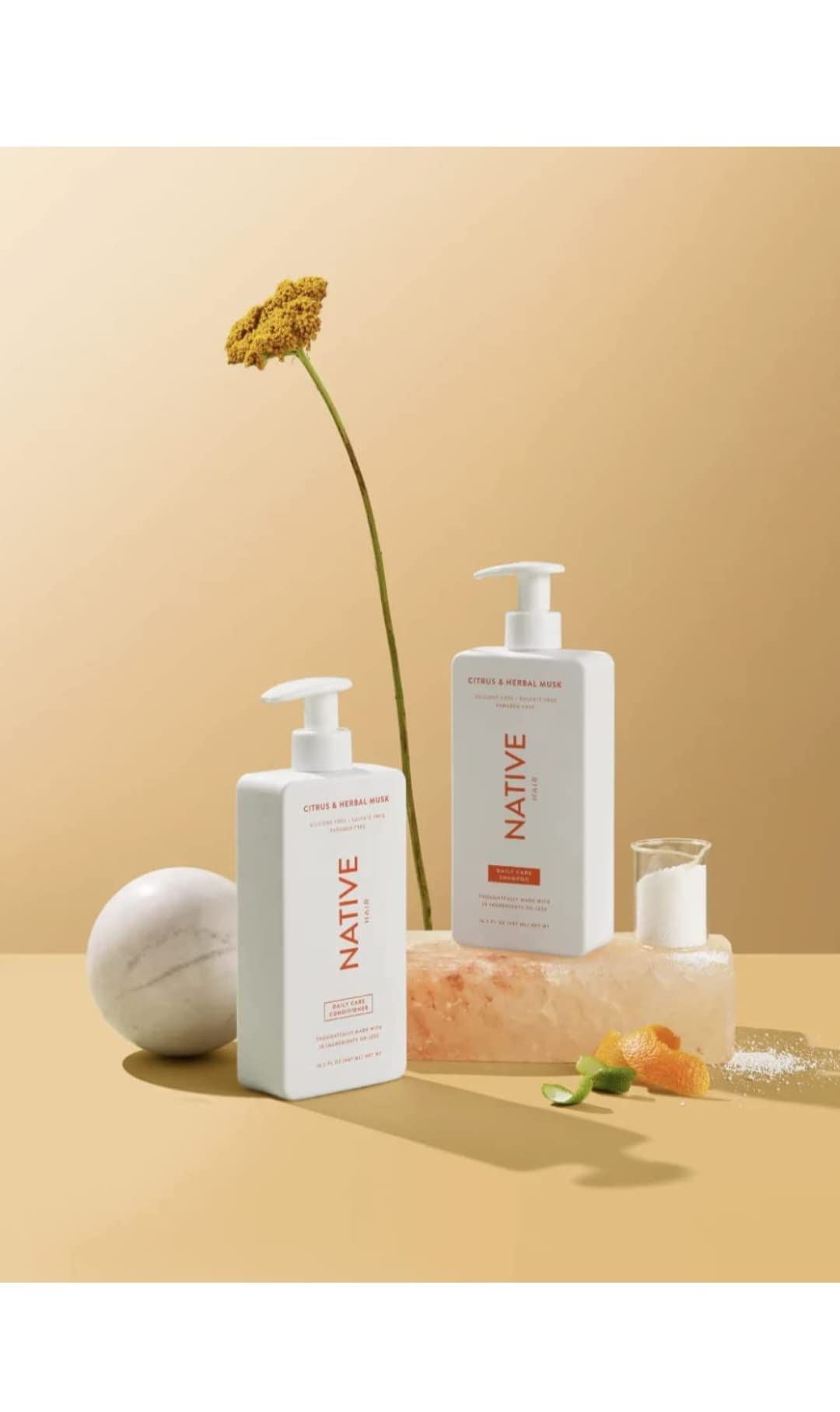 Native Citrus Herbal Musk Shampoo and Conditioner Set - Sulfate, Paraben, Dye Free, 16.5 oz (2 units, 33 Fl Oz) - Daily Cleansing, Moisturizing, Revitalizing, Strengthening Benefits for Hair